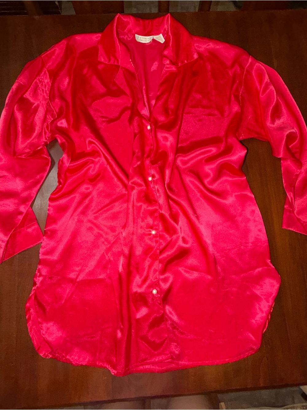 Vintage Victoria’s Secret Gold Label Red Satin Nightshirt M/L